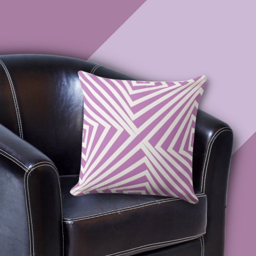 Modern White  Purple Angular Lines Throw Pillow