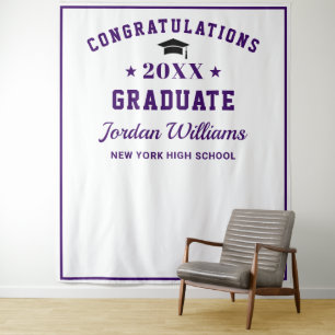 Modern White Purple Graduation Photo Backdrop