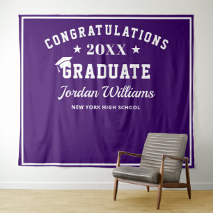 Modern White Purple Graduation Photo Prop Backdrop