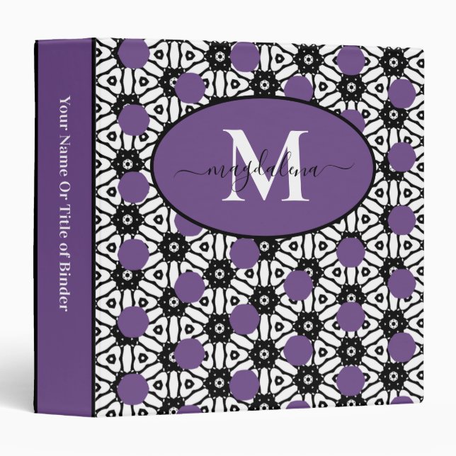 Modern White Purple Watercolor Personalize  3 Ring Binder (Front/Spine)