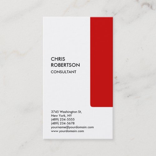 Modern White Red Attractive Business Card