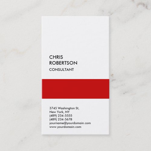 Modern White Red Attractive Business Card