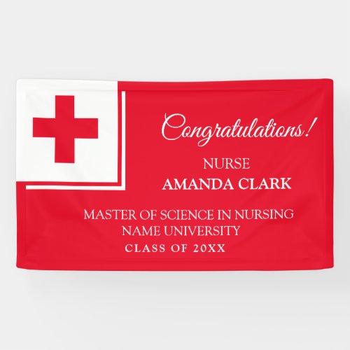 Modern White  Red Cross Nurse Rn Graduation Banner