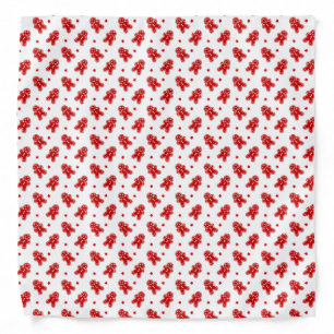 Modern White & Red Gingerbread Man Pattern Bandana