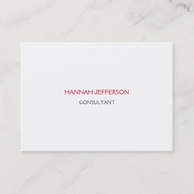 Modern White Red Gray Minimalist Professional Business Card (Front)