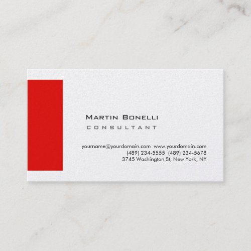 Modern White Red Simple Business Card