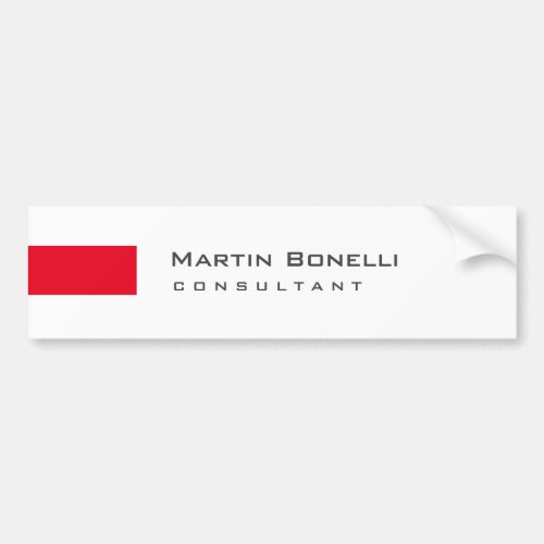 Modern White Red Simple Consultant Bumper Sticker