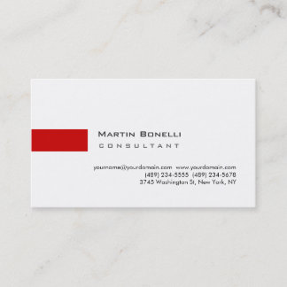 Modern White Red Simple Consultant Business Card