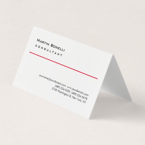 Modern White Red Simple Consultant Business Card