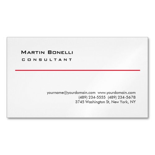 Modern White Red Simple Consultant Business Card