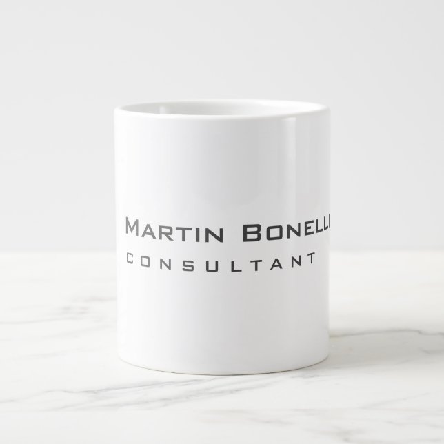 Modern White Red Simple Consultant Giant Coffee Mug (Front)