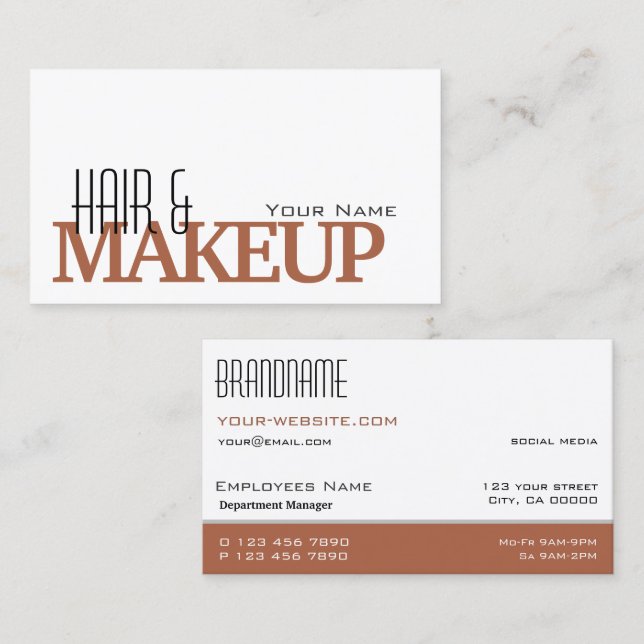 Modern White Reddish Brown Simple and Professional Business Card (Front/Back)