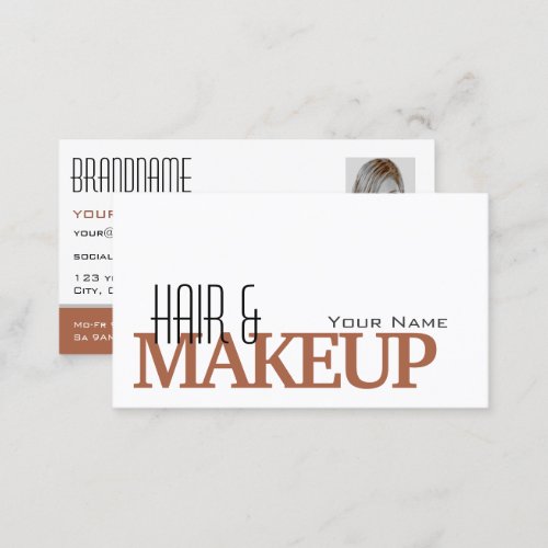Modern White Reddish Brown with Photo Professional Business Card