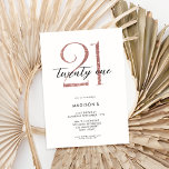 Modern White Rose Gold Elegant 21st Birthday Invitation<br><div class="desc">A simple modern 21st birthday invitation featuring elegant calligraphy script typography and minimalist design in white and rose gold.</div>