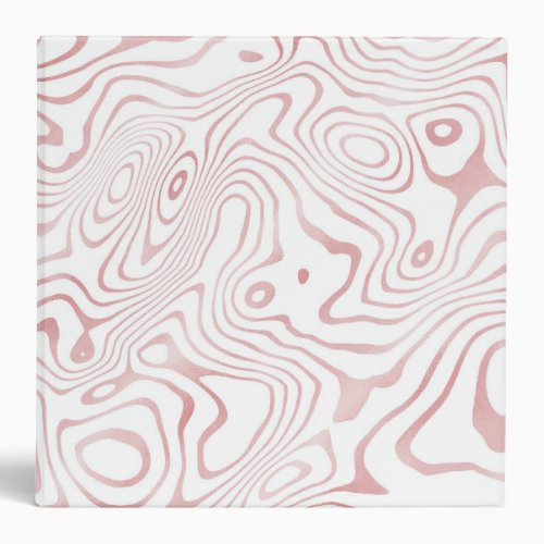 Modern White Rose Gold Marble Abstract 3 Ring Binder