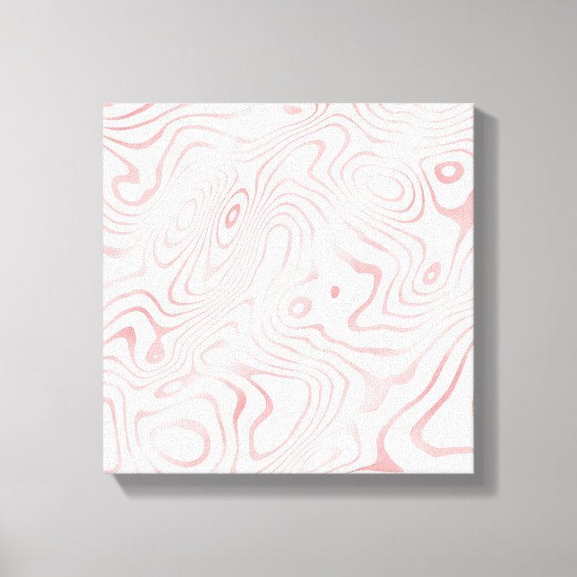 Modern White Rose Gold Marble Abstract Canvas Print (Front)