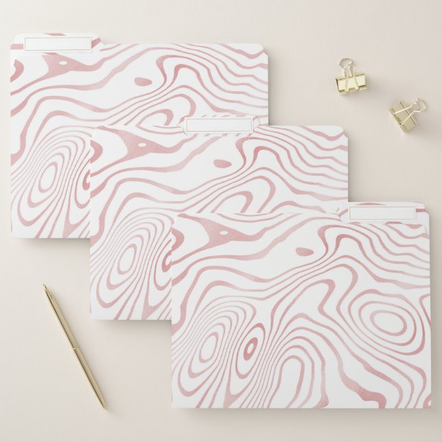 Modern White Rose Gold Marble Abstract File Folder (Set)