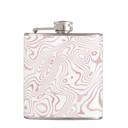 Modern White Rose Gold Marble Abstract Flask