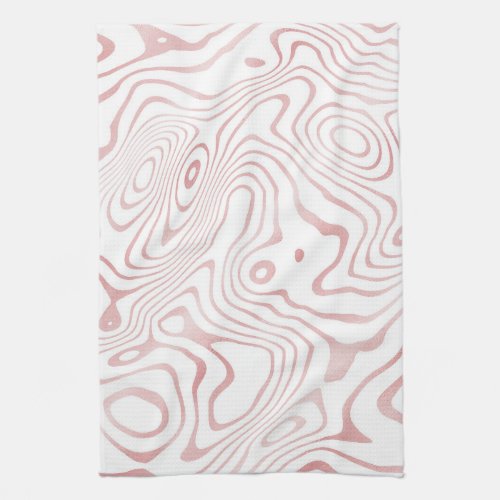 Modern White Rose Gold Marble Abstract Kitchen Towel