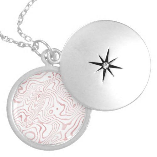 Modern White Rose Gold Marble Abstract Locket Necklace
