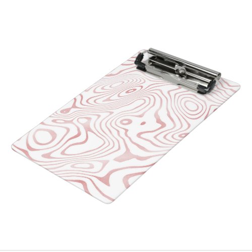 Modern White Rose Gold Marble Abstract Mini Clipboard