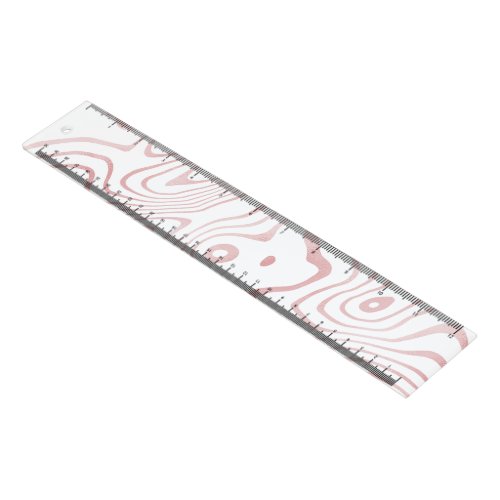 Modern White Rose Gold Marble Abstract Ruler