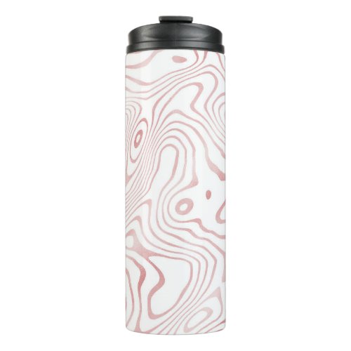 Modern White Rose Gold Marble Abstract Thermal Tumbler