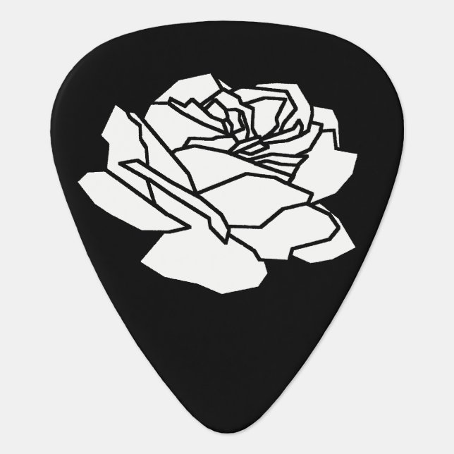 modern white rose guitar pick (Front)