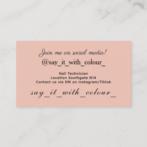Modern White Rose Marble Gold Nail Technician Business Card