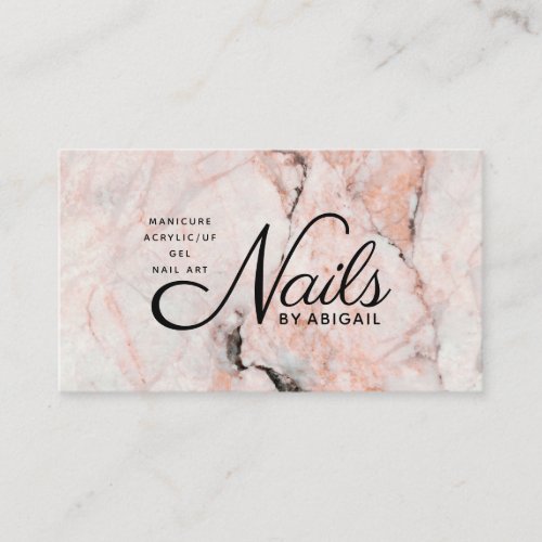 Modern White  Rose Marble Gold Nails By Name Business Card