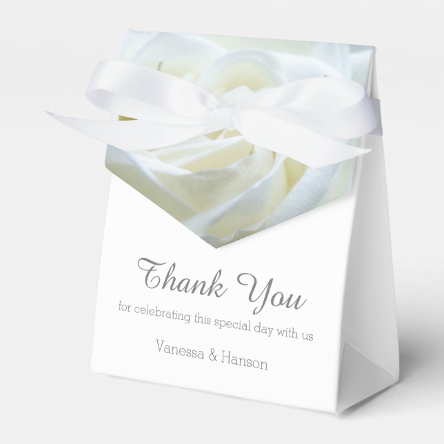 Modern White Rose Wedding Favors Box (Front Side)