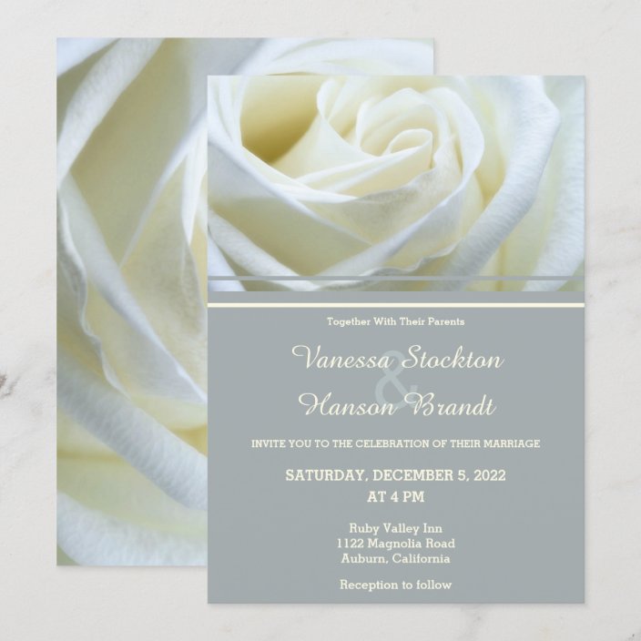 Modern White Rose Wedding Invitation | Zazzle.com