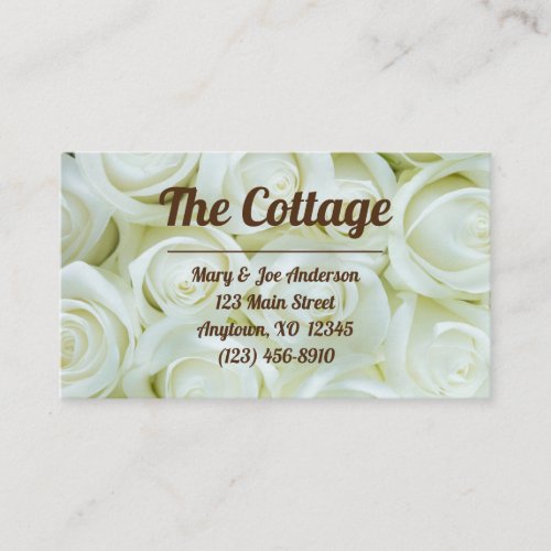Modern White Roses Guest House Vacation Rental Business Card