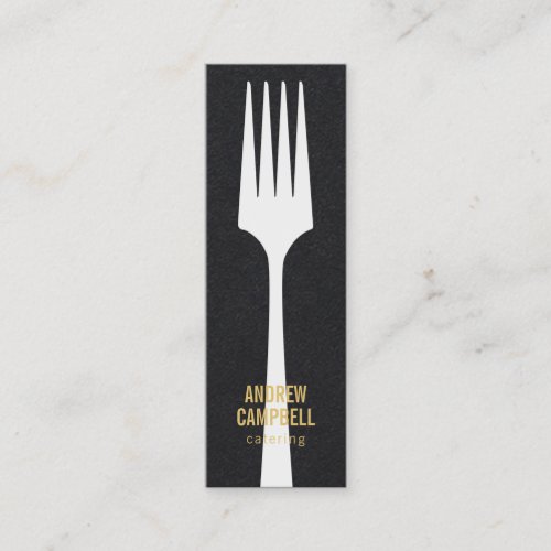 Modern white rustic black kraft fork catering logo mini business card