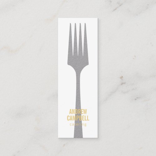 Modern white rustic gray kraft fork catering logo mini business card