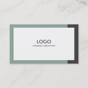 Modern white sage green and gray business card