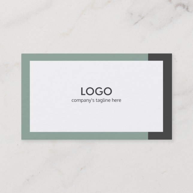 Modern white sage green and gray business card (Front)
