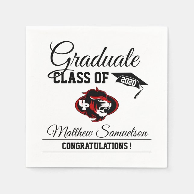 Modern White School GRADUATION | add LOGO Napkins (Front)