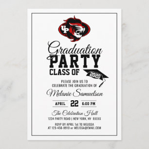 Modern White School GRADUATION Party PHOTO + LOGO Invitation