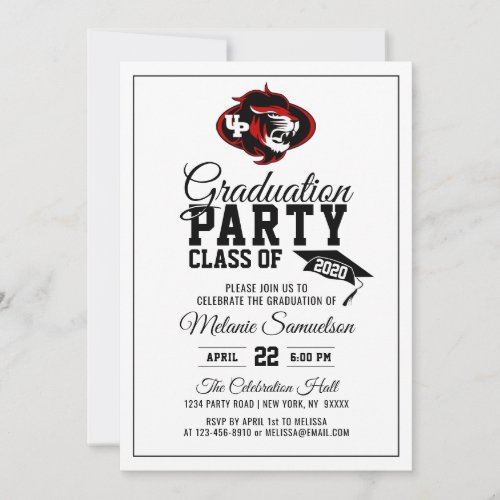 Modern White School GRADUATION Party PHOTO  LOGO Invitation