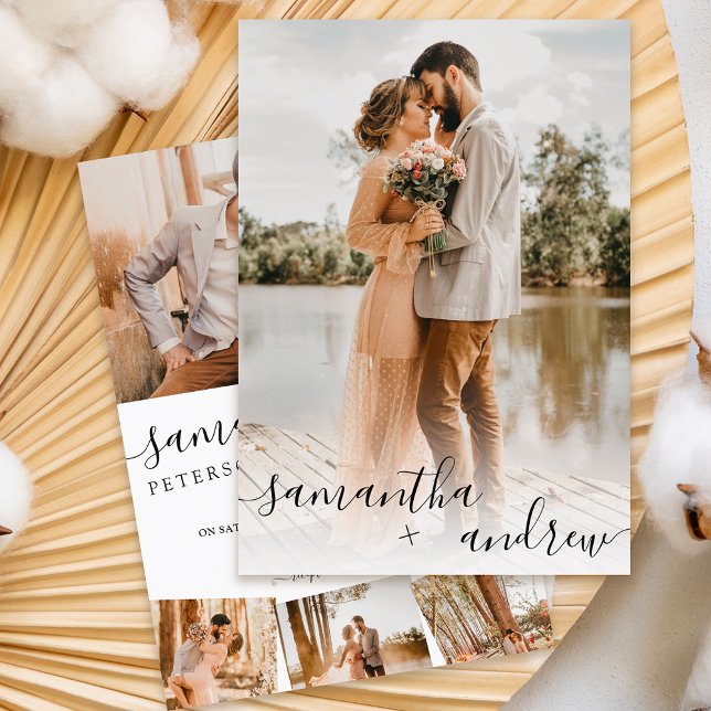 Modern white script 5 photos budget wedding  (Creator Uploaded)