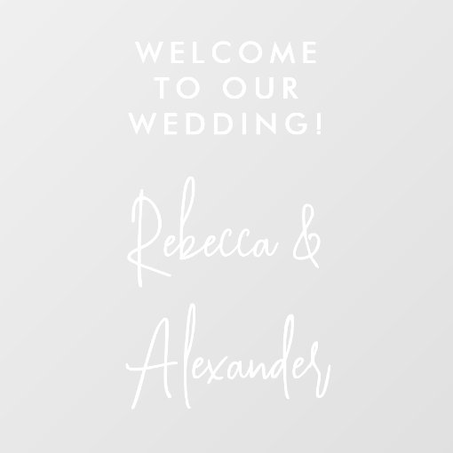 Modern White Script Couples Names Wedding Window Cling Zazzle