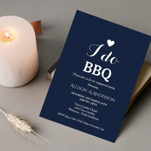 Modern white script i do bbq engagement party invitation