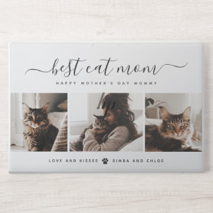 Modern White Script Photo Best Cat Mom Mothers Day HP Laptop Skin