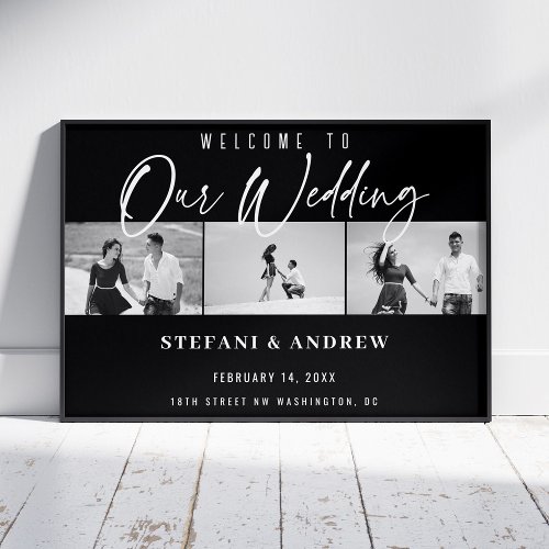 Modern White Script  Photo Elegant Wedding Poster