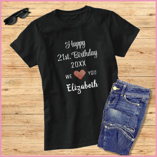 Modern White Script Year And Name 21st. Birthday T-Shirt