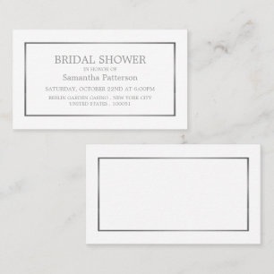 Modern White & Silver Bridal Shower Ticket Invite