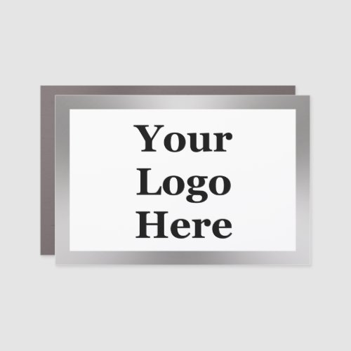 Modern White Silver Look Template Your Logo Here Car Magnet