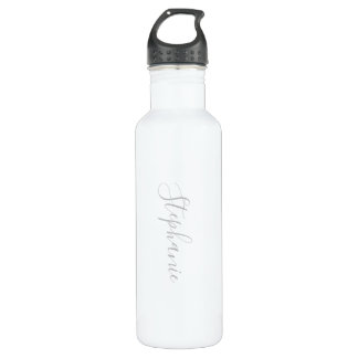 Modern White Silver Typography Stainless Steel Stainless Steel Water Bottle