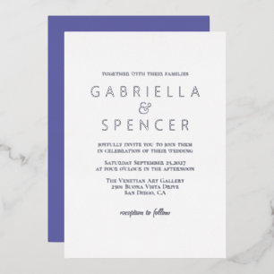 Modern White Silver Wedding Foil Invitation